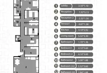 Apartments For sale - 3 rooms - floor 2