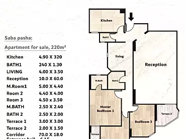 Apartments For sale - 3 rooms - floor 7